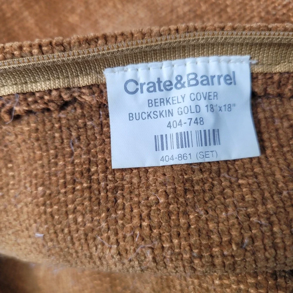 Crate & Barrel Berkely Accent Pillow Cover Buckskin Gold 18x18 Cotton Textured